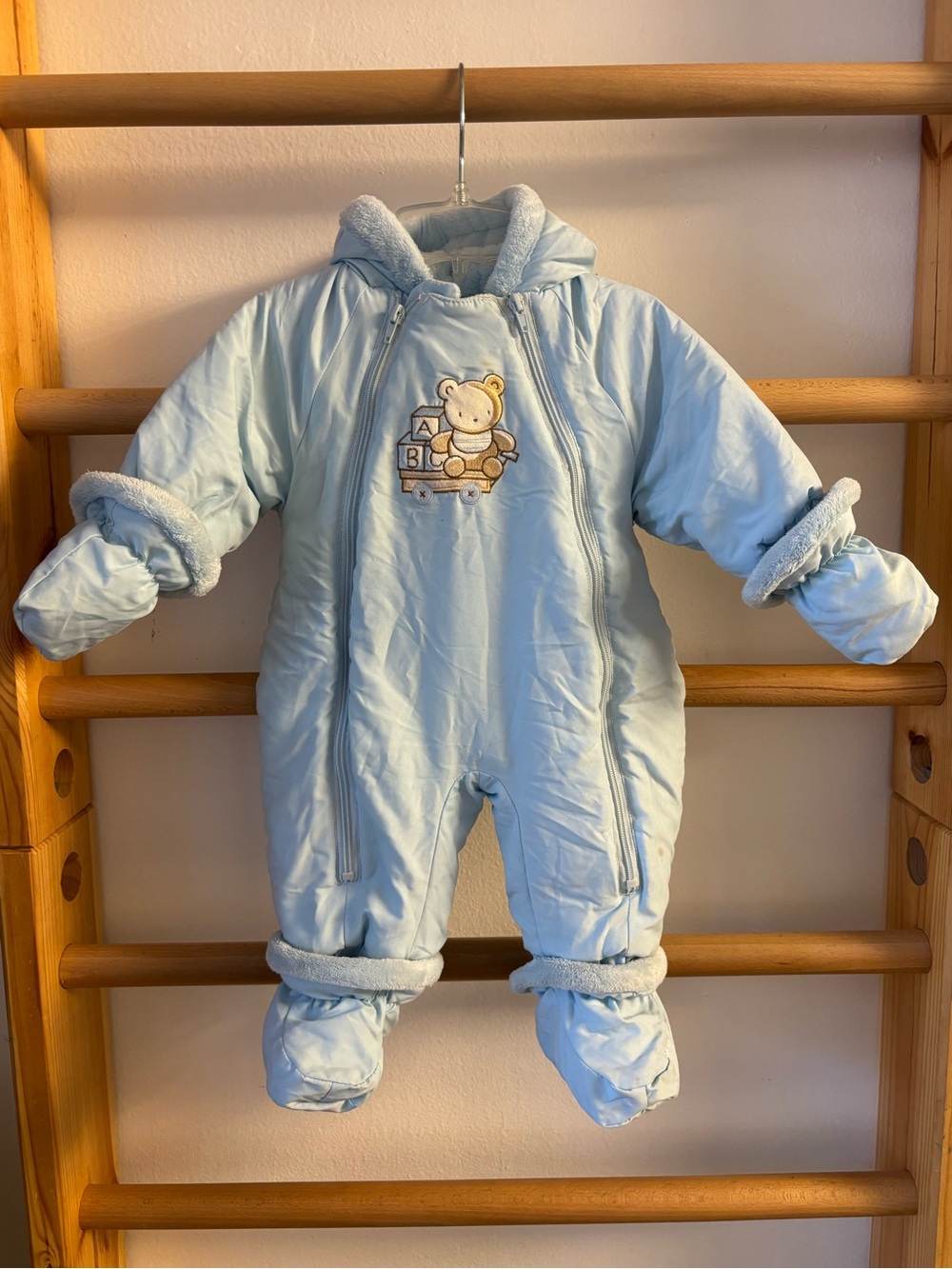 The Children’s Place Baby Light Blue Hooded One-Piece Snowsuit